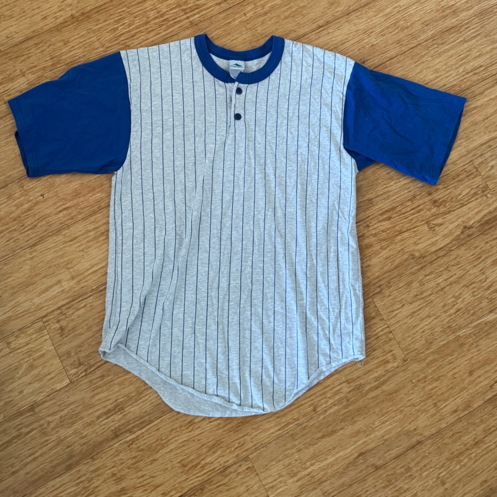 Augusta Sportswear Blue gray pinstripe baseball jersey t-shirt